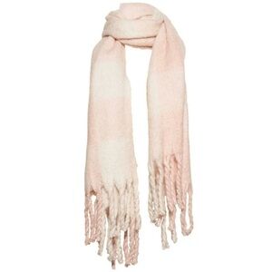 Steve Madden Cozy Cream and Tan Plaid Throw Scarf